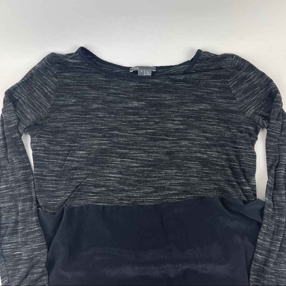 Vince Blouse Womens Small Gray Black Long Sleeve - Picture 3 of 7